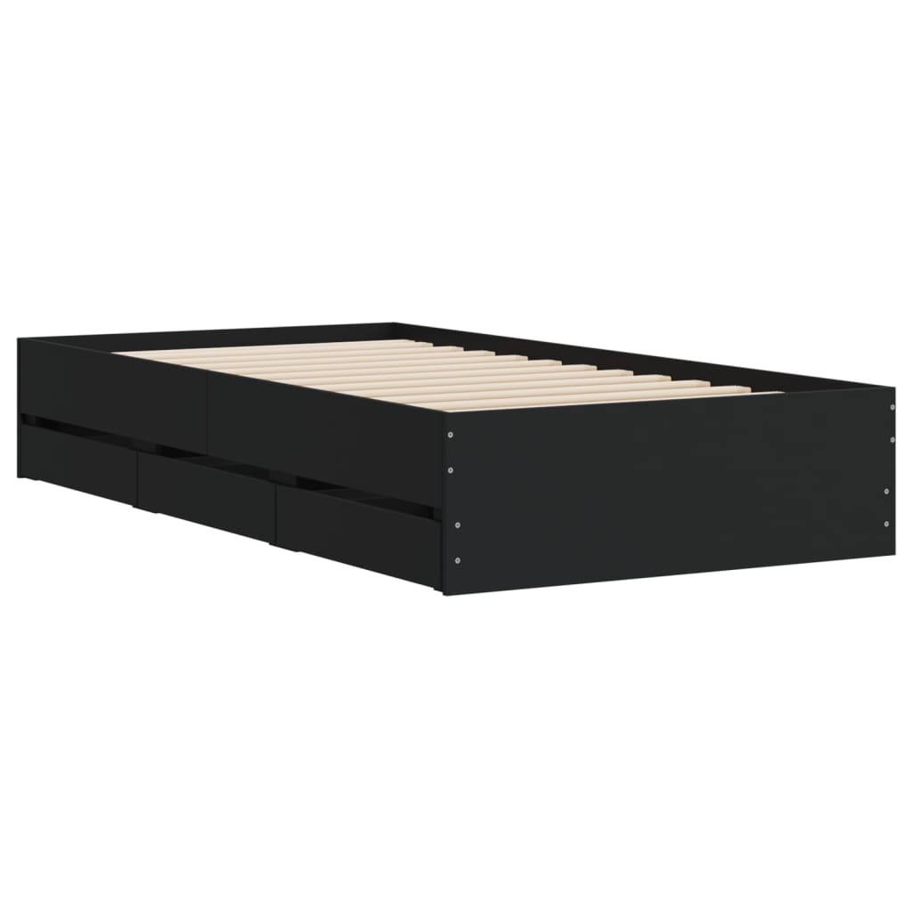 Bed Frame with Drawers without Mattress 100x200 cm Black
