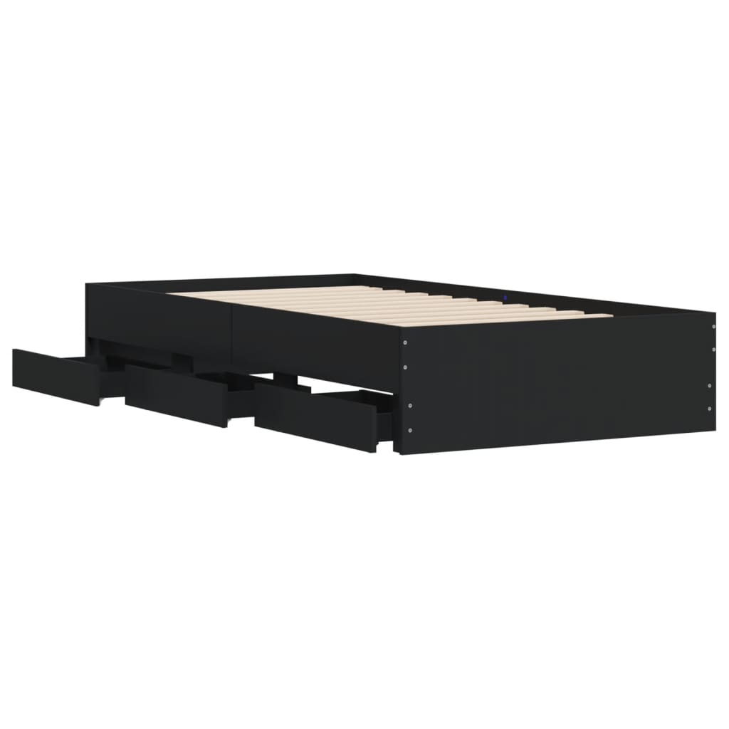 Bed Frame with Drawers without Mattress 100x200 cm Black