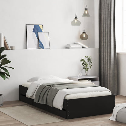 Bed Frame with Drawers without Mattress 100x200 cm Black