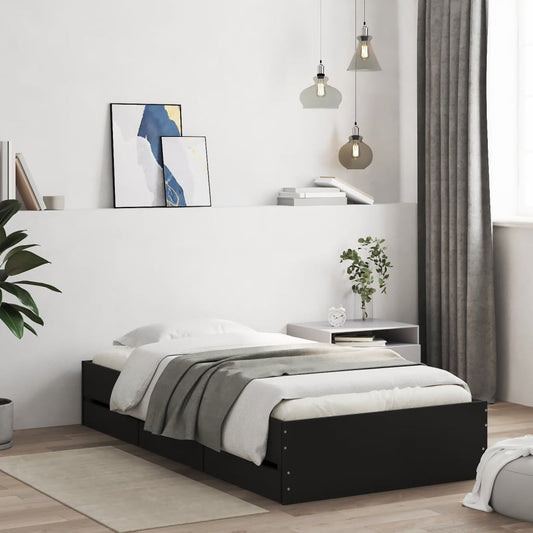 Bed Frame with Drawers without Mattress 100x200 cm Black