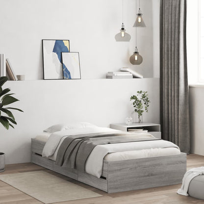 Bed Frame with Drawers without Mattress 100x200 cm Grey sonoma