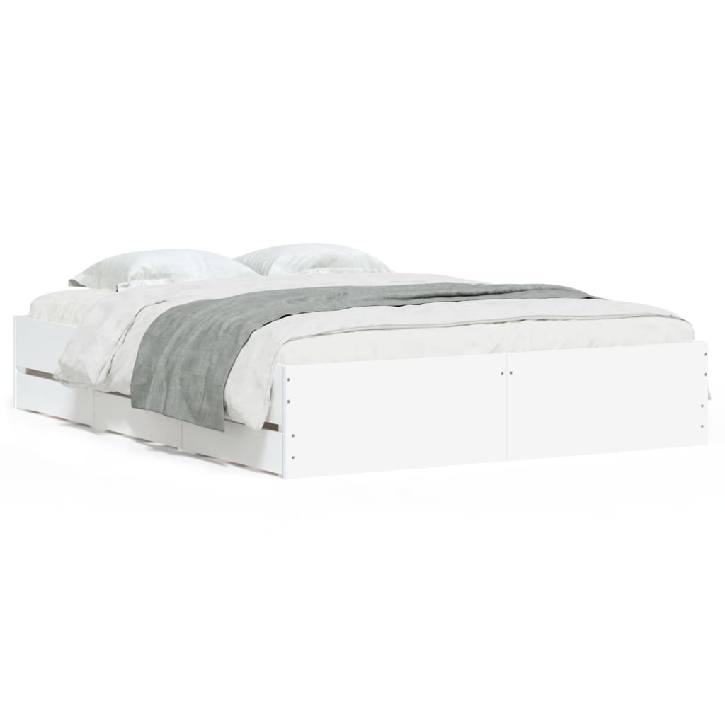 vidaXL Bed Frame with Drawers without Mattress White 140x190 cm 2