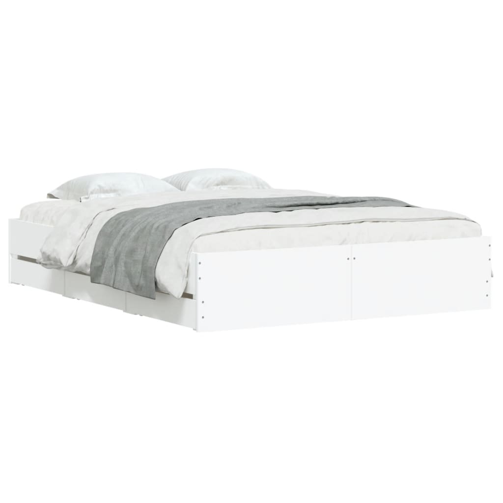 vidaXL Bed Frame with Drawers without Mattress White 140x190 cm 3
