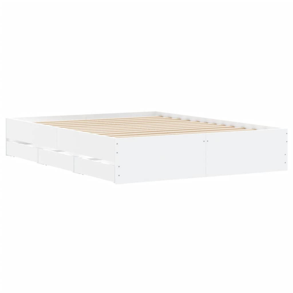 vidaXL Bed Frame with Drawers without Mattress White 140x190 cm 4