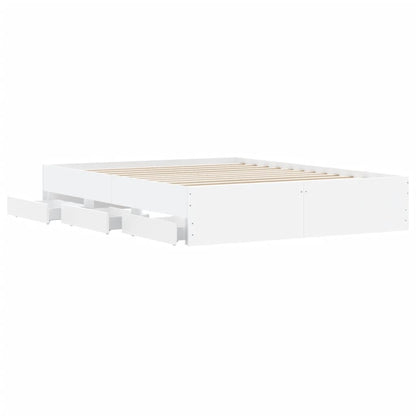 vidaXL Bed Frame with Drawers without Mattress White 140x190 cm 5