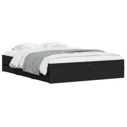 vidaXL Bed Frame with Drawers without Mattress Black 140x190 cm 3