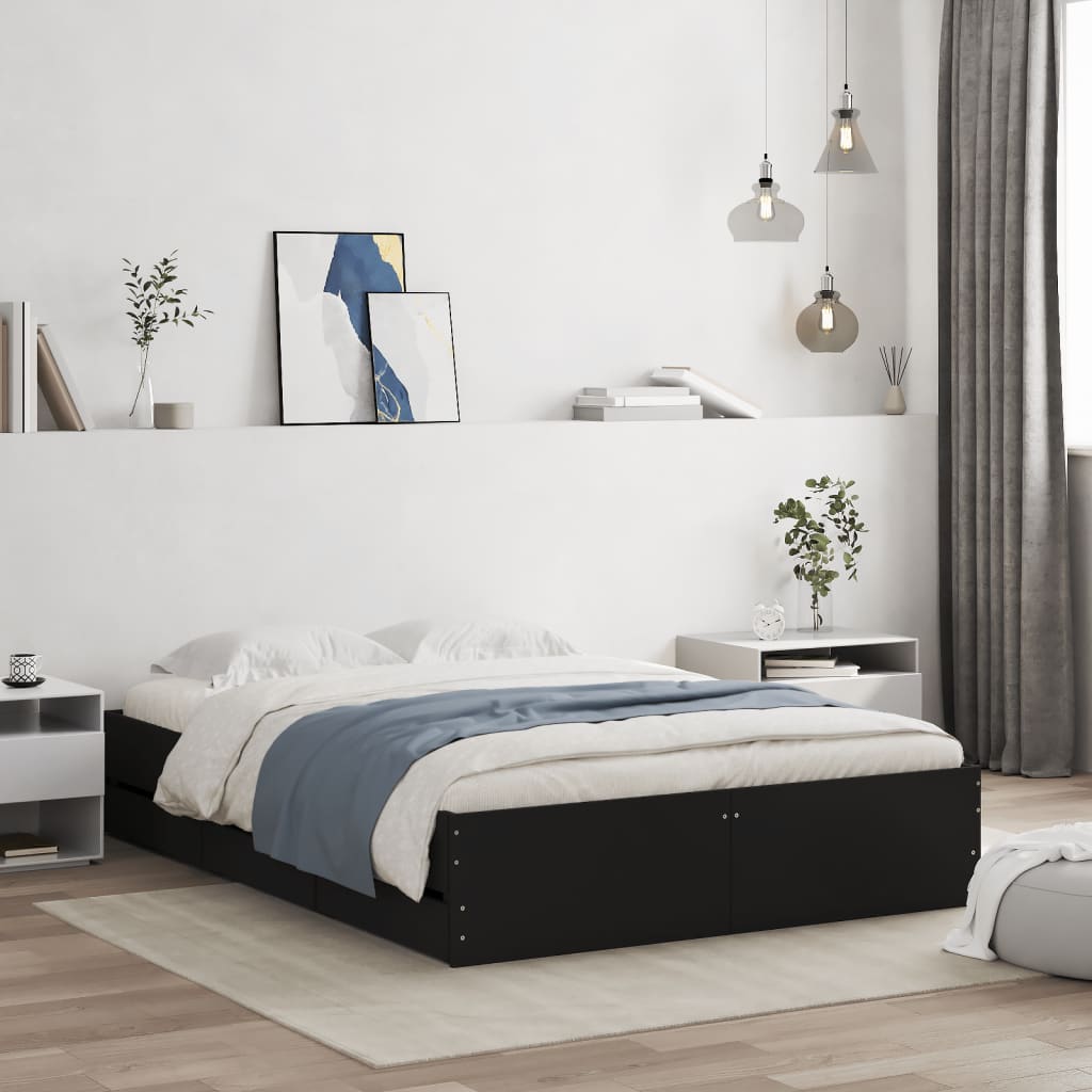 Bed Frame with Drawers without Mattress 120x190 cm Black