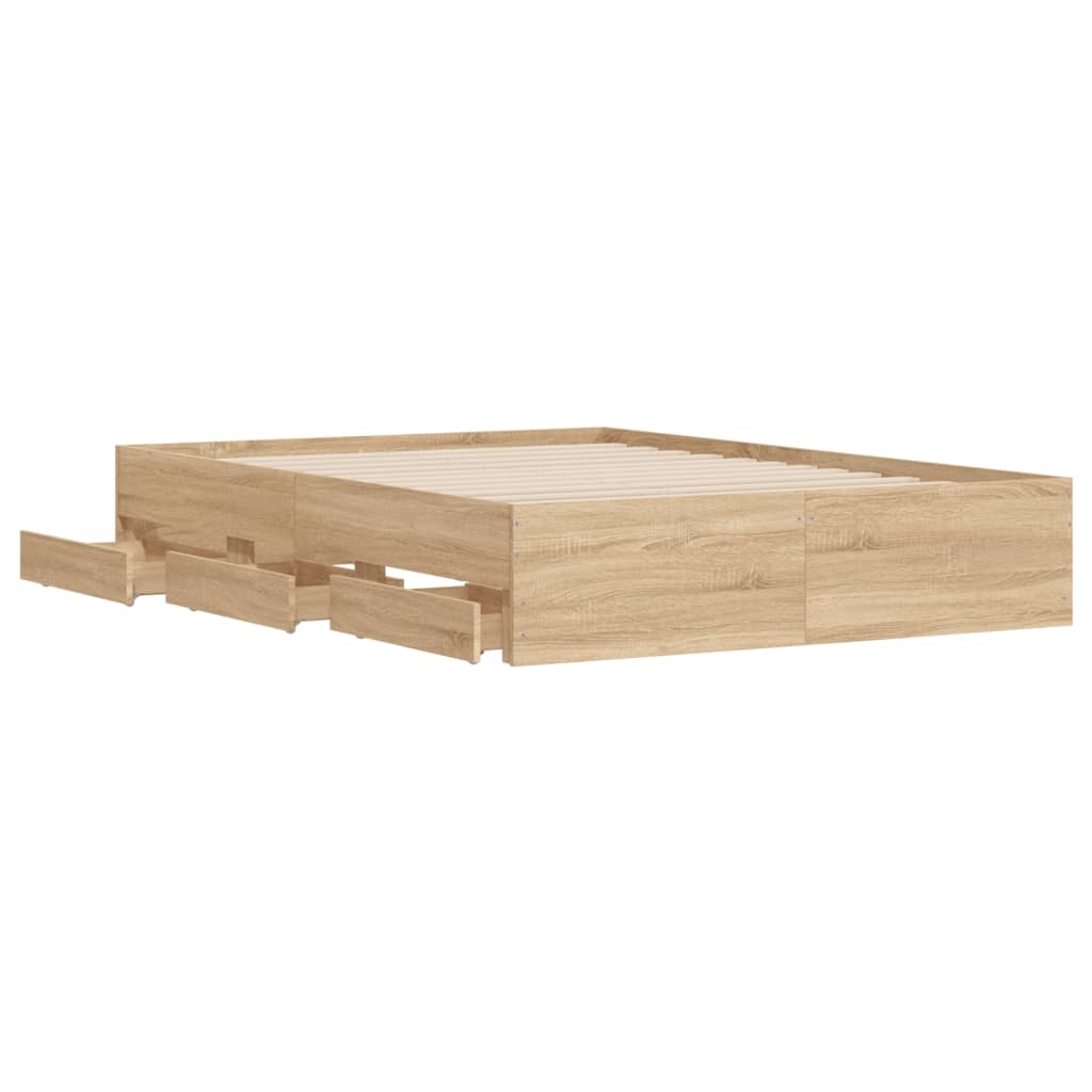 vidaXL Bed Frame with Drawers without Mattress Sonoma Oak 120x190 cm Small Double 5