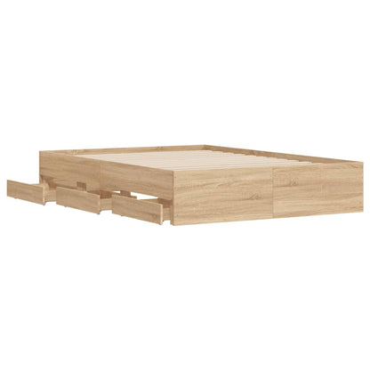 vidaXL Bed Frame with Drawers without Mattress Sonoma Oak 120x190 cm Small Double 5