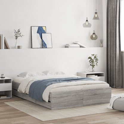 Bed Frame with Drawers without Mattress 120x190 cm Grey sonoma