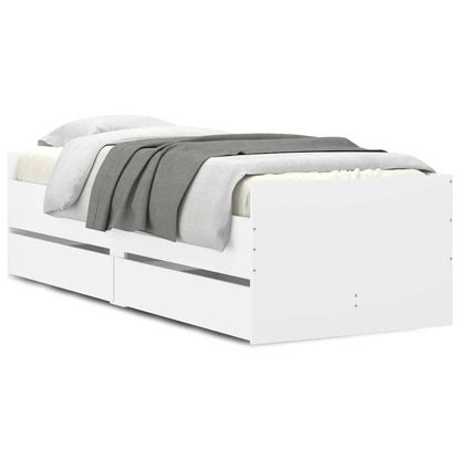 Bed Frame with Drawers without Mattress Length 190 cm White 90 cm