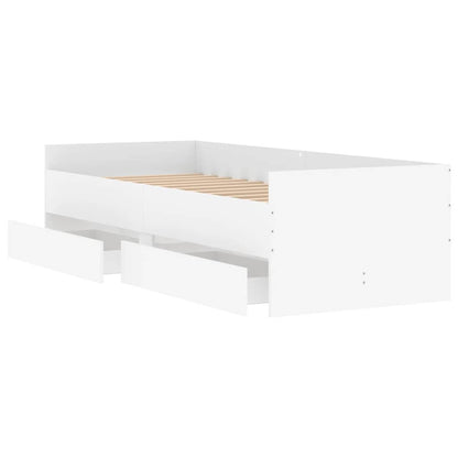 Bed Frame with Drawers without Mattress Length 190 cm White 90 cm