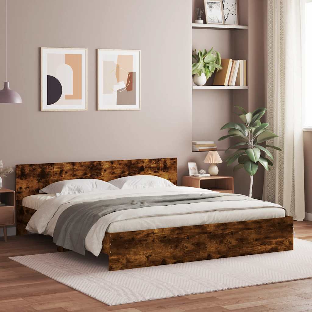Bed Frame without Mattress Smoked Oak 180 x 200 cm