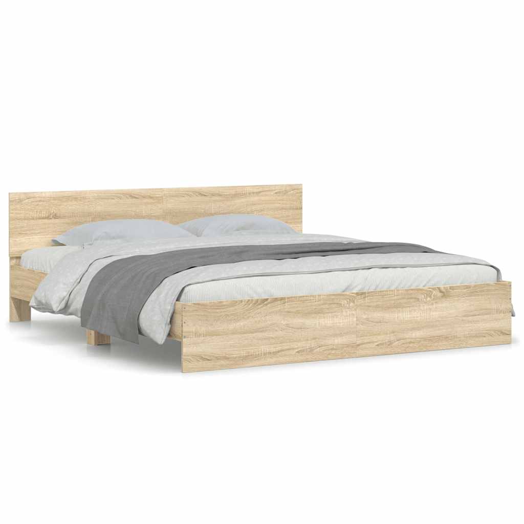 vidaXL Bed Frame without Mattress Sonoma Oak 160x200 cm 2