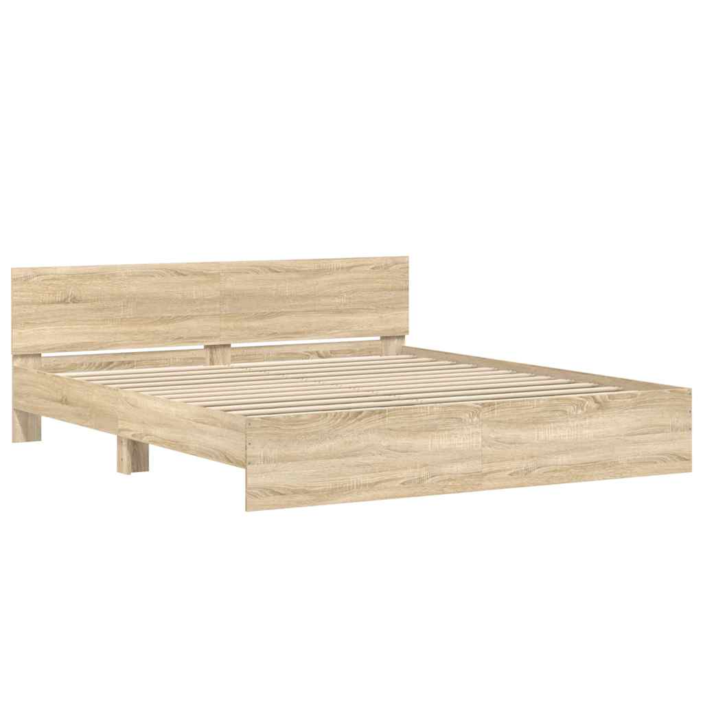 Bed Frame without Mattress Sonoma Oak 160 x 200 cm