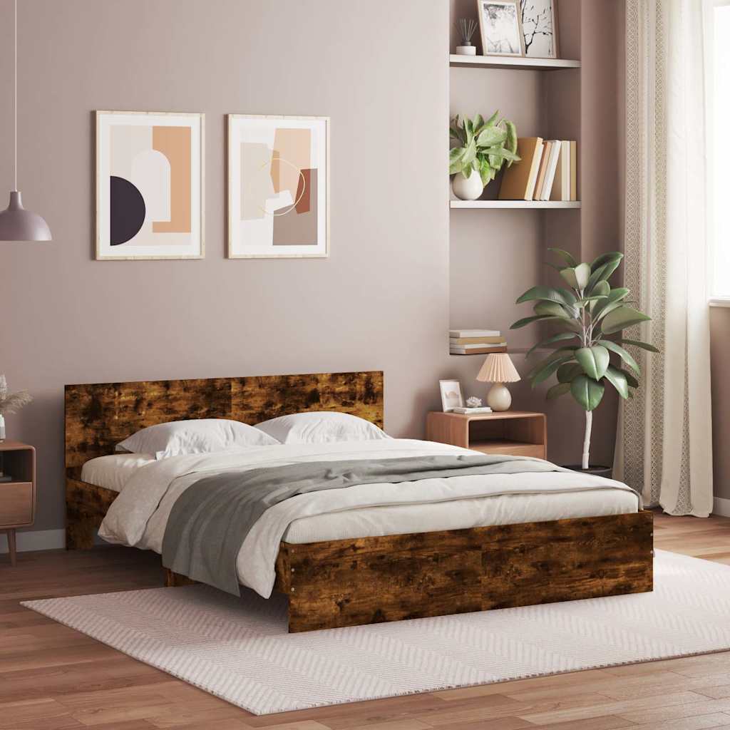 Bed Frame without Mattress Smoked Oak 140 x 200 cm