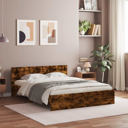 Bed Frame without Mattress Smoked Oak 140 x 190 cm