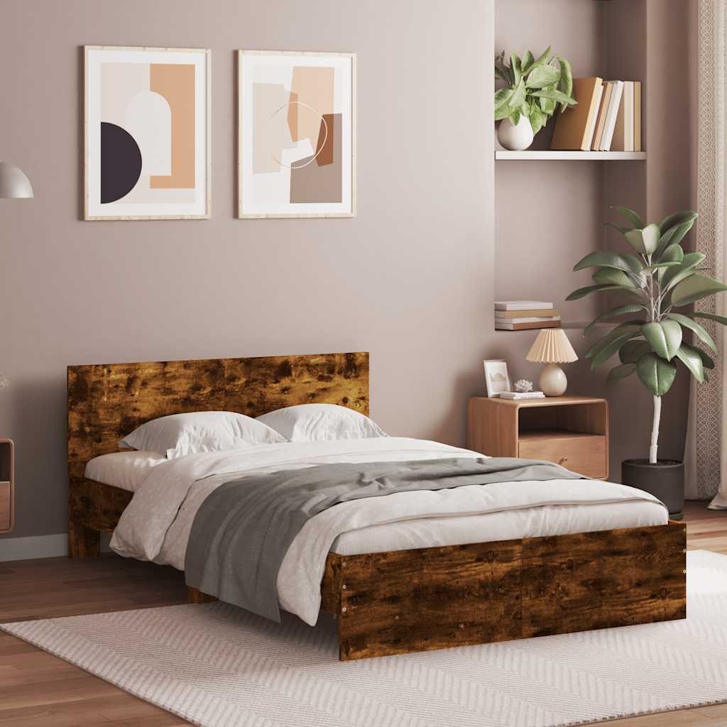 Bed Frame without Mattress Smoked Oak 135 x 190 cm
