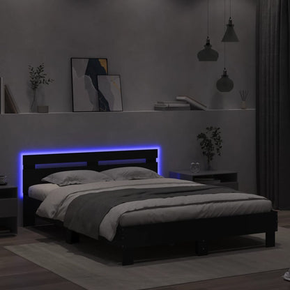 Bed Frame with LED without Mattress Black 150 x 200 cm