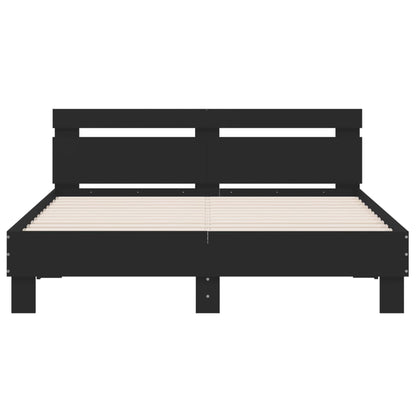 Bed Frame with LED without Mattress Black 150 x 200 cm