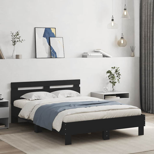 Bed Frame with LED without Mattress Black 120 x 200 cm