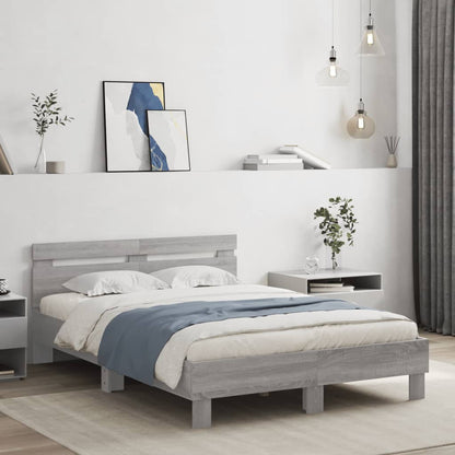 Bed Frame with LED without Mattress Grey Sonoma 120 x 200 cm