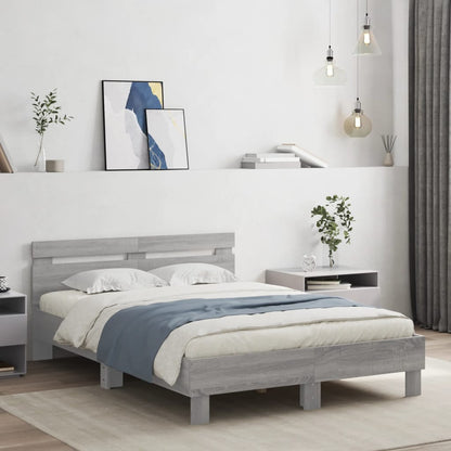Bed Frame with LED without Mattress Grey Sonoma 120 x 190 cm
