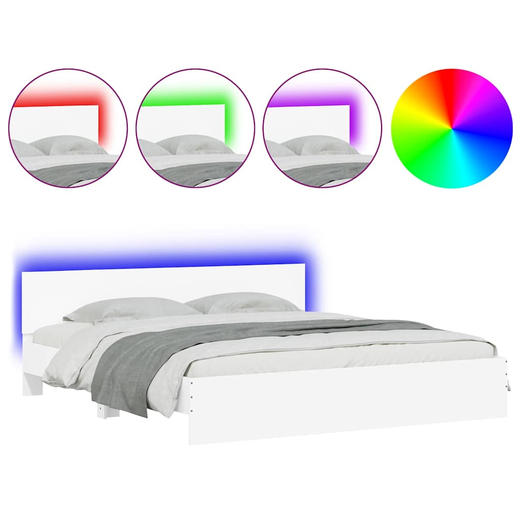 vidaXL Bed Frame with LED without Mattress White 200x200 cm 2