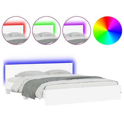 vidaXL Bed Frame with LED without Mattress White 200x200 cm 2