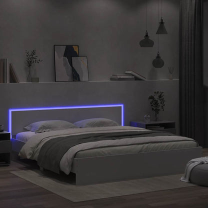 vidaXL Bed Frame with LED without Mattress White 200x200 cm 4