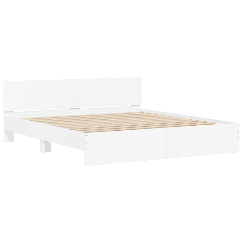 vidaXL Bed Frame with LED without Mattress White 200x200 cm 6