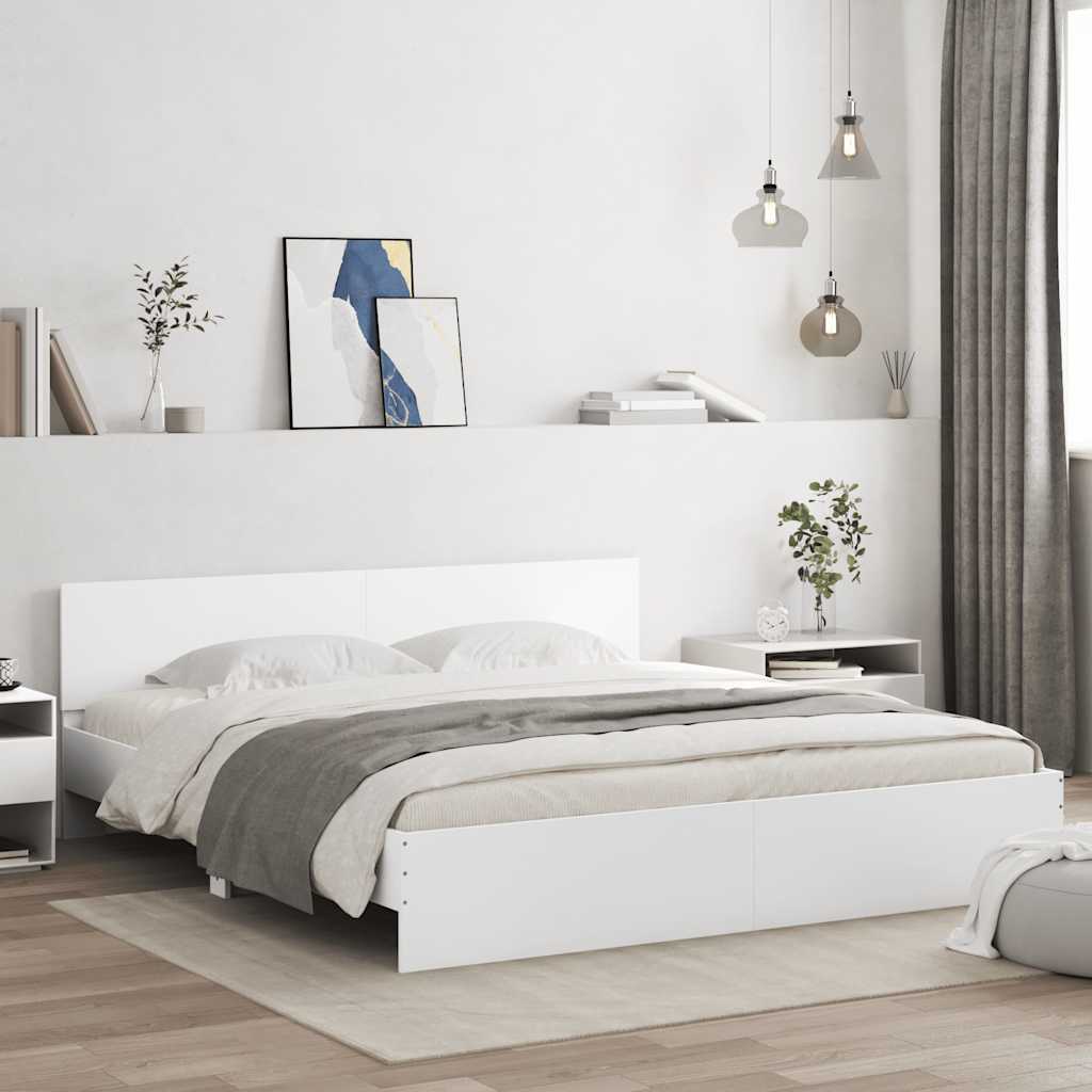 vidaXL Bed Frame with LED without Mattress White 200x200 cm 1
