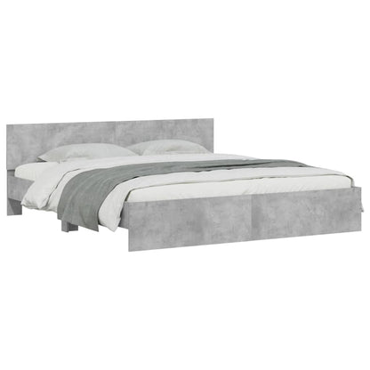 vidaXL Bed Frame with LED without Mattress Concrete Grey 200x200 cm 4