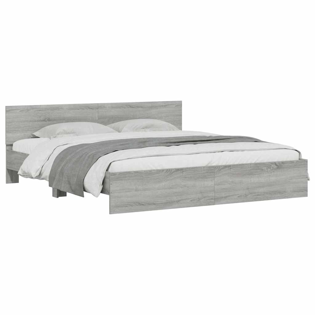 vidaXL Bed Frame with LED without Mattress Grey Sonoma 200x200 cm 3