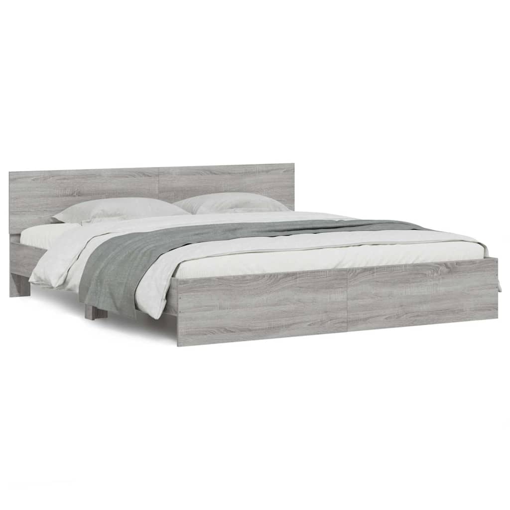 vidaXL Bed Frame with LED without Mattress Grey Sonoma 200x200 cm 5