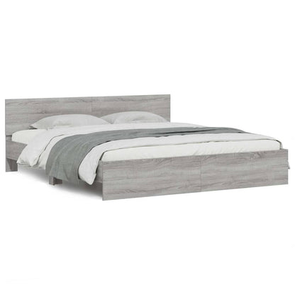 vidaXL Bed Frame with LED without Mattress Grey Sonoma 200x200 cm 5