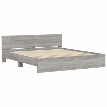 vidaXL Bed Frame with LED without Mattress Grey Sonoma 200x200 cm 6