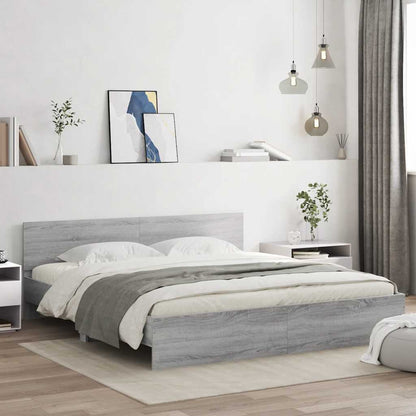 vidaXL Bed Frame with LED without Mattress Grey Sonoma 200x200 cm 1