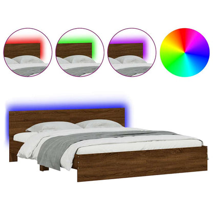 vidaXL Bed Frame | Brown Oak | Engineered wood and Plywood | Double | Bed Frame 2