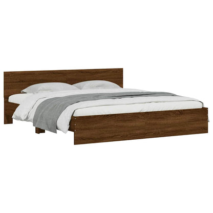 vidaXL Bed Frame | Brown Oak | Engineered wood and Plywood | Double | Bed Frame 3