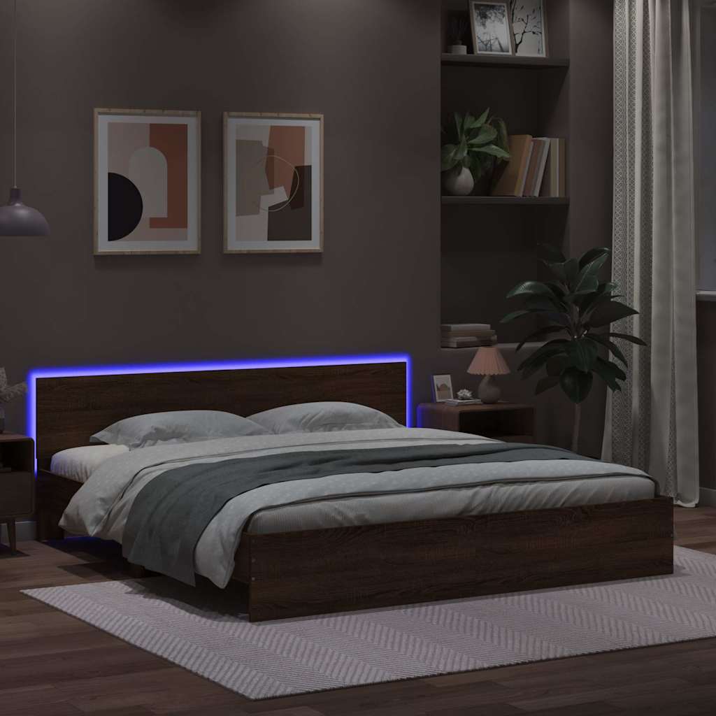 vidaXL Bed Frame | Brown Oak | Engineered wood and Plywood | Double | Bed Frame 4