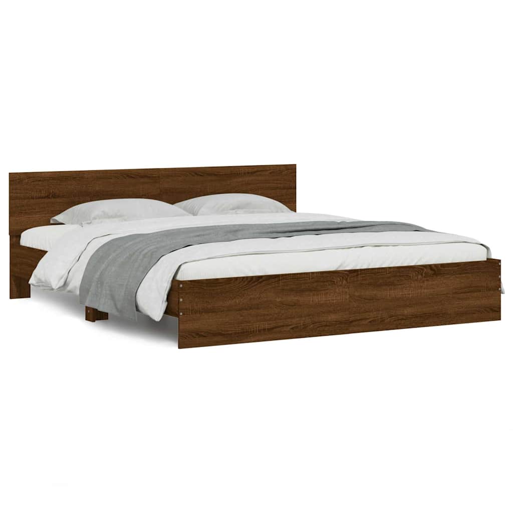 vidaXL Bed Frame | Brown Oak | Engineered wood and Plywood | Double | Bed Frame 5