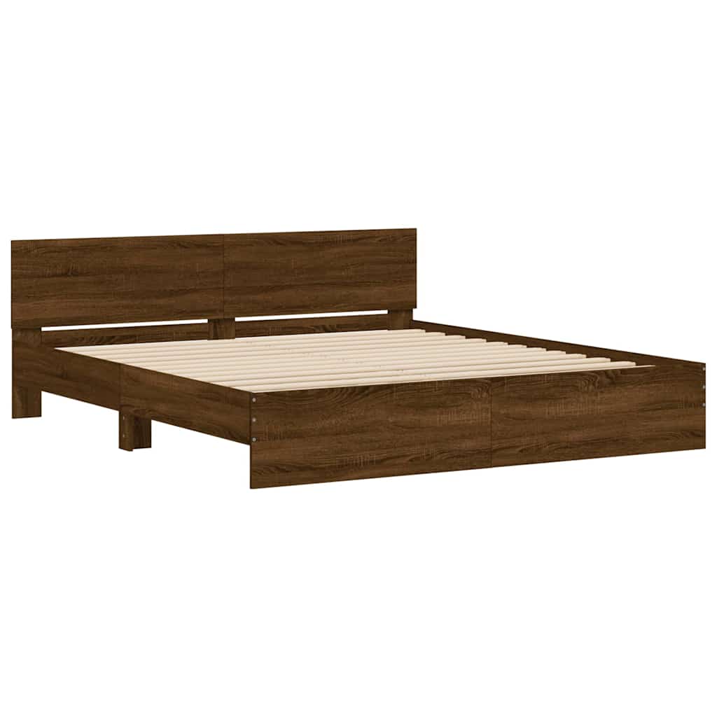 vidaXL Bed Frame | Brown Oak | Engineered wood and Plywood | Double | Bed Frame 6