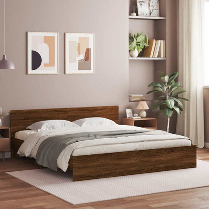 vidaXL Bed Frame | Brown Oak | Engineered wood and Plywood | Double | Bed Frame 1