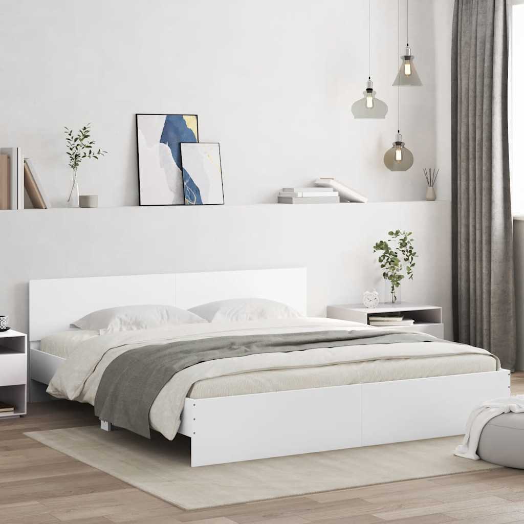 vidaXL Bed Frame with LED without Mattress White 180x200 cm Super King 1
