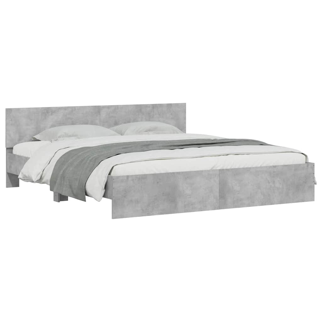 vidaXL Bed Frame with LED without Mattress Concrete Grey 180x200 cm Super King 3