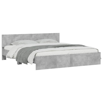 vidaXL Bed Frame with LED without Mattress Concrete Grey 180x200 cm Super King 3
