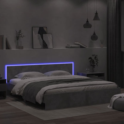 vidaXL Bed Frame with LED without Mattress Concrete Grey 180x200 cm Super King 4