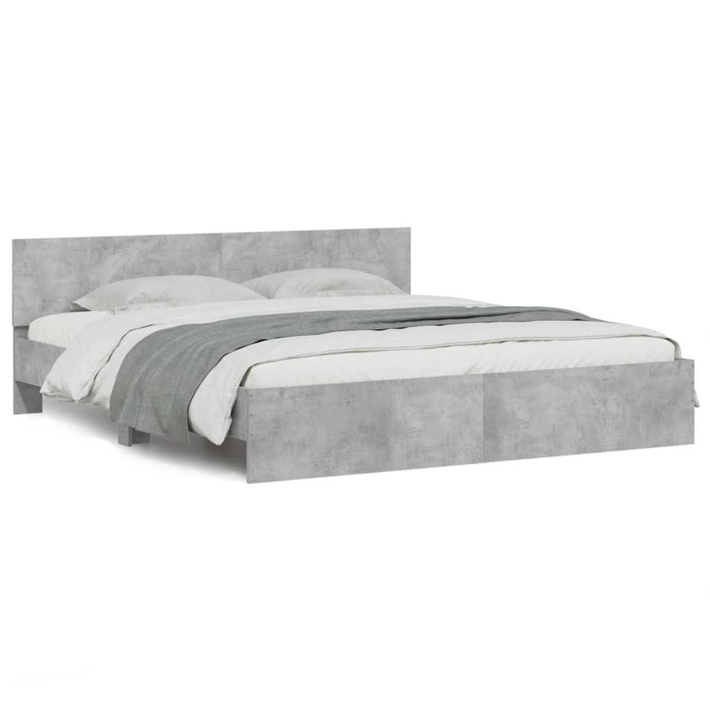 vidaXL Bed Frame with LED without Mattress Concrete Grey 180x200 cm Super King 5