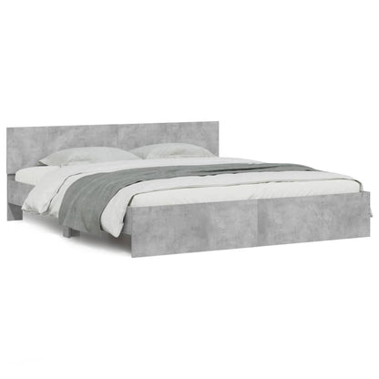 vidaXL Bed Frame with LED without Mattress Concrete Grey 180x200 cm Super King 5